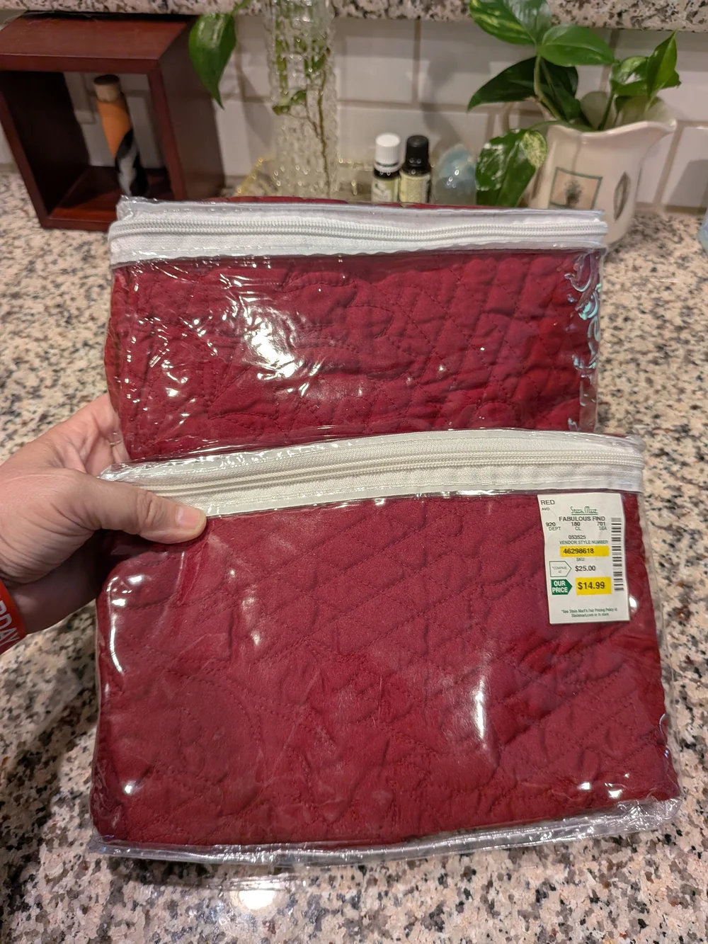 Finely Stitched by Carrington Set of 2 Red Quilted Standard Shams New In Package